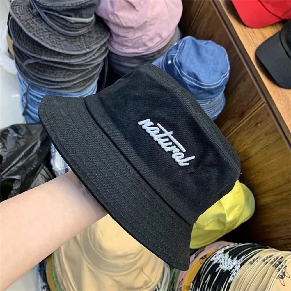 Unisex Embroidery Bucket Sun Hat Cotton Summer Sunscreen Men Fisherman Outdoor
